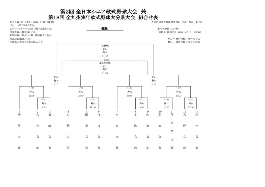 Ｈ３１実年大分県大会組合せ表のサムネイル